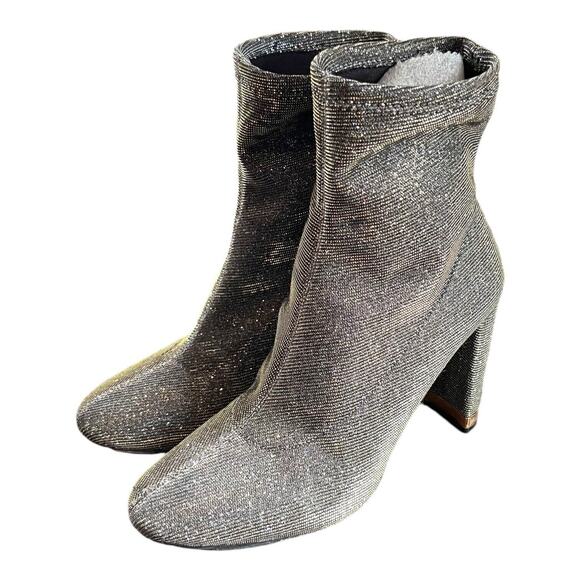 Michael Kors Mandy Glitter Metallic Stretch-Knit Ankle Bootie Boots Size 7M EUC - Picture 1 of 11